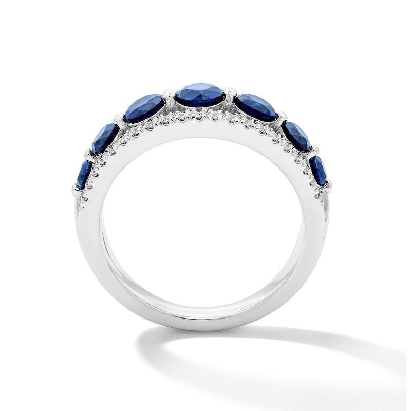 Main Image 2 of Blue Lab-Created Sapphire and 1/3 CT. T.W. Lab-Grown Diamond Ring in Sterling Silver (F/VS2)