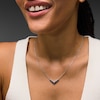 Thumbnail Image 2 of Blue Lab-Created Sapphire and 1/6 CT. T.W. Lab-Grown Diamond Chevron Bar Necklace in Sterling Silver (F/VS2) - 18"