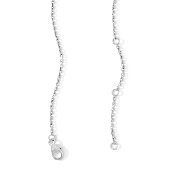 Blue Lab-Created Sapphire and 1/6 CT. T.w. Lab-Grown Diamond Chevron Bar Necklace in Sterling Silver (F/Vs2) - 18"