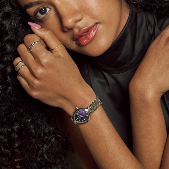 Ladiesâ Citizen Eco-DriveÂ® Rainell Analog Watch with Purple Dial (Model: Em1200-55X)