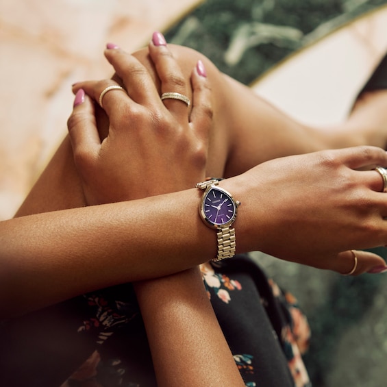 Ladiesâ Citizen Eco-DriveÂ® Rainell Analog Watch with Purple Dial (Model: Em1200-55X)