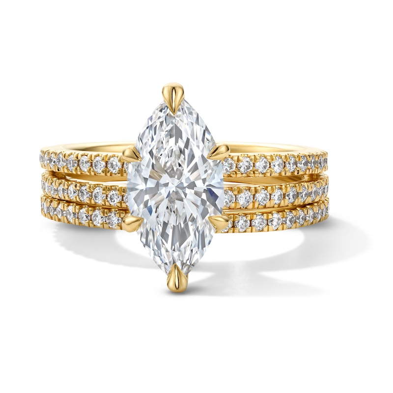 Main Image 1 of 3 CT. T.W. Marquise-Cut Certified Lab-Grown Diamond Bridal Set in 14K Gold (F/VS2)
