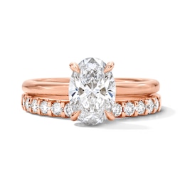 2 CT. T.W. Oval-Cut Certified Lab-Grown Diamond Bridal Set in 14K Rose Gold (F/VS2)