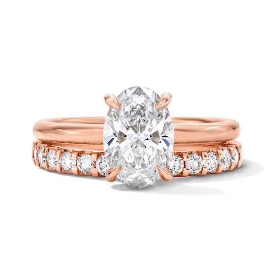 2 CT. T.w. Oval-Cut Certified Lab-Grown Diamond Bridal Set in 14K Rose Gold (F/Vs2)