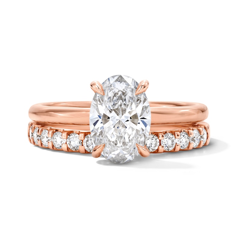 Main Image 1 of 2 CT. T.W. Oval-Cut Certified Lab-Grown Diamond Bridal Set in 14K Rose Gold (F/VS2)