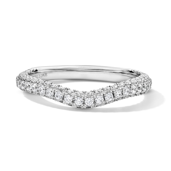Vera Wang Love Collection 5/8 CT. T.w. Certified Lab-Grown Diamond Contour Band in 14K White Gold (F/Vs2)