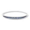 Thumbnail Image 1 of Blue Lab-Created Sapphire and 3/4 CT. T.W. Lab-Grown Diamond Bangle Bracelet in Sterling Silver (F/VS2)