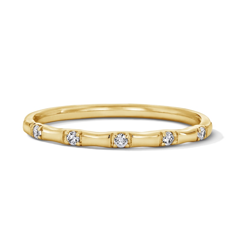 Main Image 1 of 1/20 CT. T.W. Diamond Stackable Bamboo Anniversary Band in 10K Gold