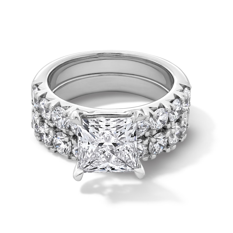 Main Image 1 of 5-1/2 CT. T.W. Princess-Cut Certified Lab-Grown Diamond Bridal Set in Platinum (F/VS2)