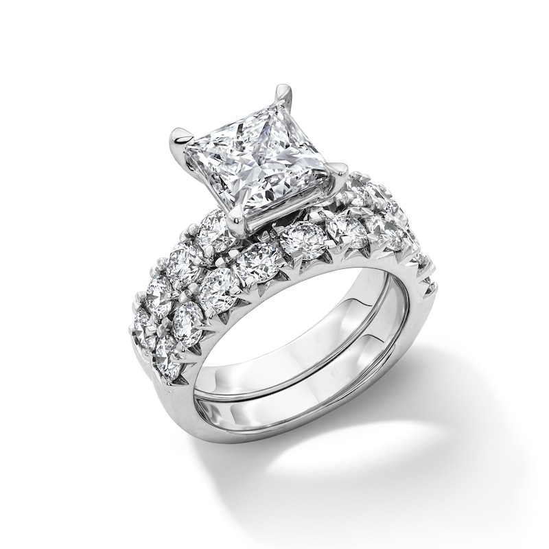 Main Image 3 of 5-1/2 CT. T.W. Princess-Cut Certified Lab-Grown Diamond Bridal Set in Platinum (F/VS2)