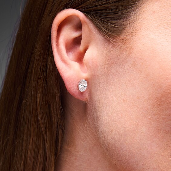 2 CT. T.w. Oval Lab-Grown Diamond Solitaire Stud Earrings in 10K White Gold (F/Vs2)