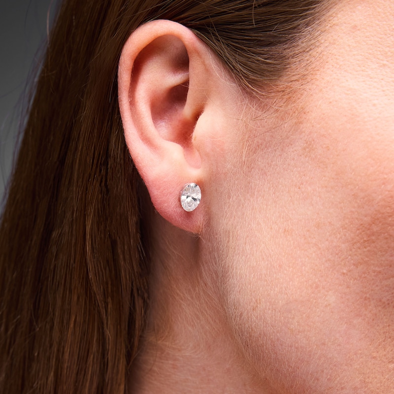 Main Image 2 of 2 CT. T.W. Oval Certified Lab-Grown Diamond Solitaire Stud Earrings in 10K White Gold (F/VS2)