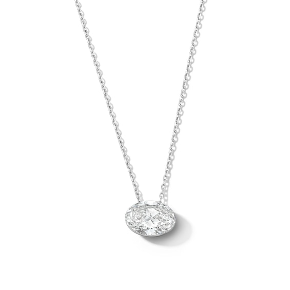 2 CT. T.w. Oval Lab-Grown Diamond Solitaire Necklace in 10K White Gold (F/Vs2)