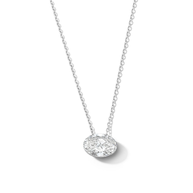 Main Image 1 of 2 CT. T.W. Oval Certified Lab-Grown Diamond Solitaire Necklace in 10K White Gold (F/VS2)