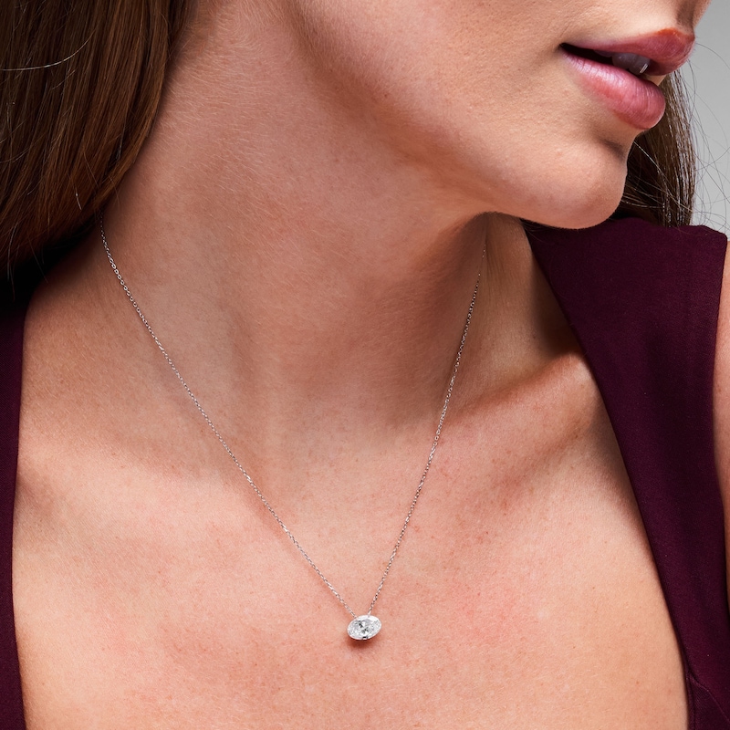 Main Image 2 of 2 CT. T.W. Oval Certified Lab-Grown Diamond Solitaire Necklace in 10K White Gold (F/VS2)