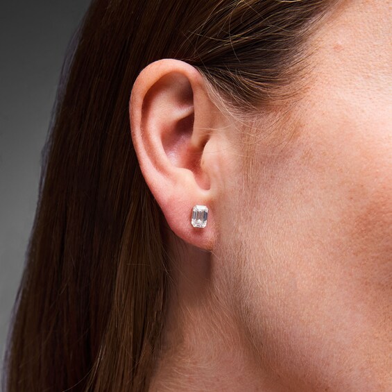 2 CT. T.w. Emerald-Cut Lab-Grown Diamond Solitaire Stud Earrings in 10K White Gold (F/Vs2)