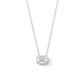 2 CT. T.W. Emerald-Cut Lab-Grown Diamond Solitaire Necklace in 10K White Gold (F/VS2)