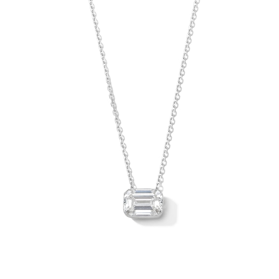 2 CT. T.w. Emerald-Cut Certified Lab-Grown Diamond Solitaire Necklace in 10K White Gold (F/Vs2)