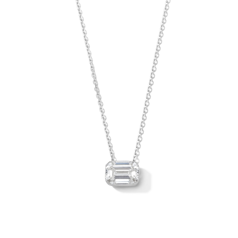 Main Image 1 of 2 CT. T.W. Emerald-Cut Certified Lab-Grown Diamond Solitaire Necklace in 10K White Gold (F/VS2)