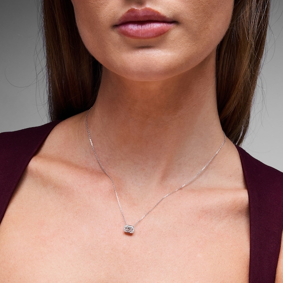 2 CT. T.w. Emerald-Cut Certified Lab-Grown Diamond Solitaire Necklace in 10K White Gold (F/Vs2)