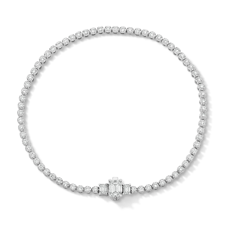 Main Image 1 of 1-3/4 CT. T.W. Certified Lab-Grown Diamond Art-Deco Clasp Line Bracelet in 10K White Gold (F/VS2)