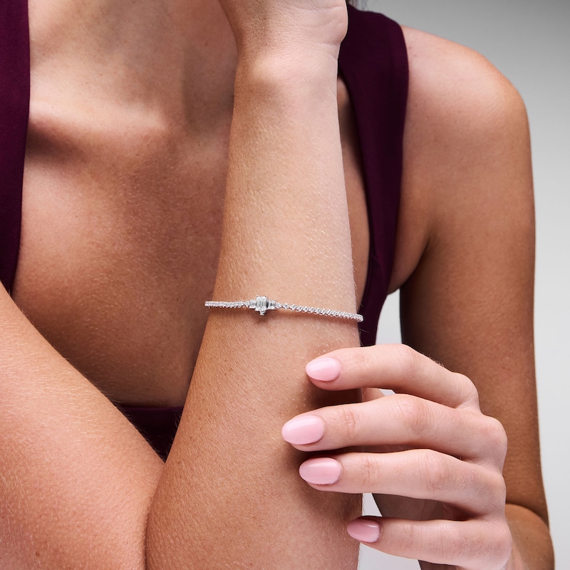 Main Image 2 of 1-3/4 CT. T.W. Certified Lab-Grown Diamond Art-Deco Clasp Line Bracelet in 10K White Gold (F/VS2)