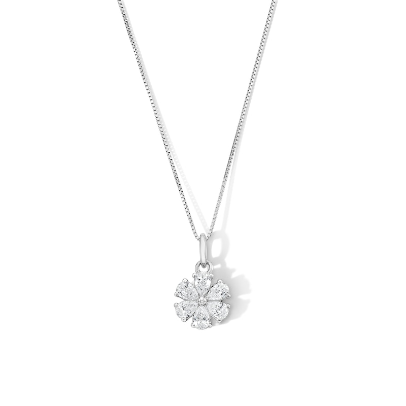 Main Image 1 of 5/8 CT. T.W. Pear-Shaped Certified Lab-Grown Diamond Flower Pendant in 10K White Gold (F/VS2)
