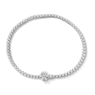 1-1/3 CT. T.W. Lab-Grown Diamond Flower Clasp Tennis Bracelet in 10K White Gold (F/VS2)