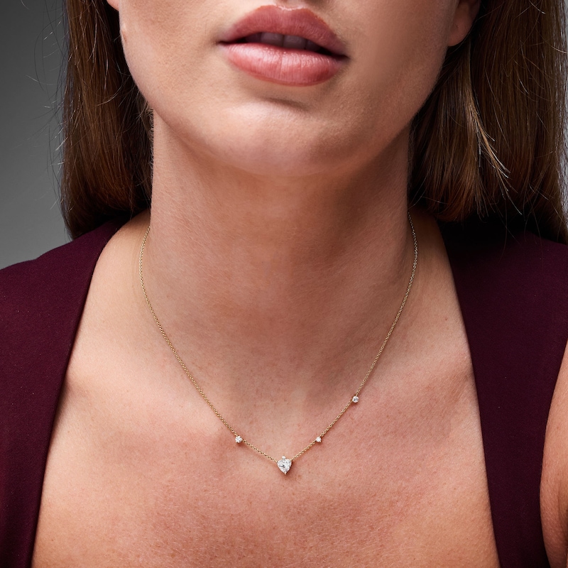 Main Image 2 of 5/8 CT. T.W. Multi-Shape Lab-Grown Diamond Station Necklace in 10K Gold (F/VS2)