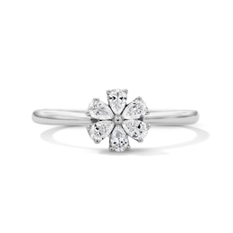 1/3 CT. T.W. Pear-Shaped Certified Lab-Grown Diamond Flower Ring in 10K White Gold (F/VS2)