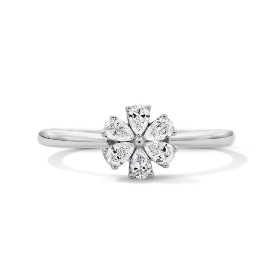 1/3 CT. T.w. Pear-Shaped Certified Lab-Grown Diamond Flower Ring in 10K White Gold (F/Vs2)