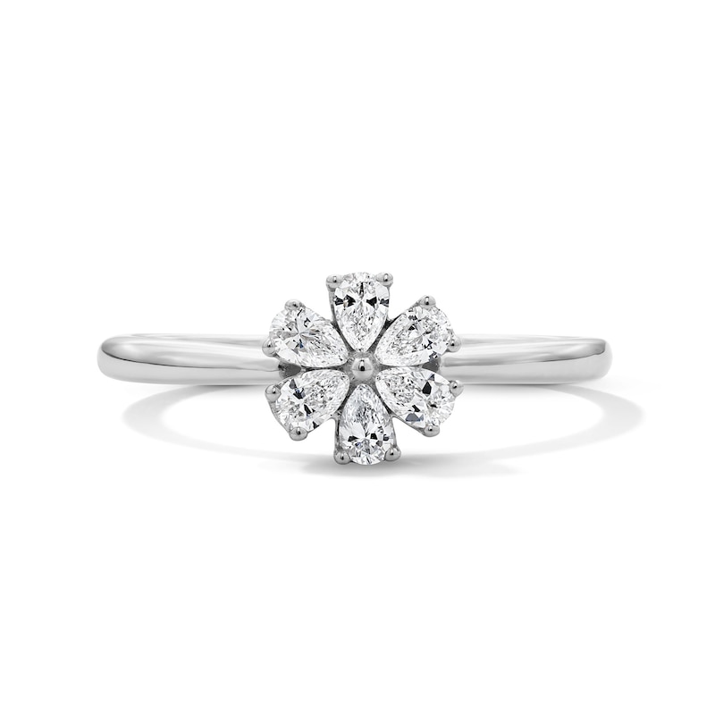 Main Image 1 of 1/3 CT. T.W. Pear-Shaped Certified Lab-Grown Diamond Flower Ring in 10K White Gold (F/VS2)