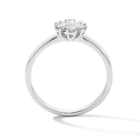 1/3 CT. T.w. Pear-Shaped Certified Lab-Grown Diamond Flower Ring in 10K White Gold (F/Vs2)