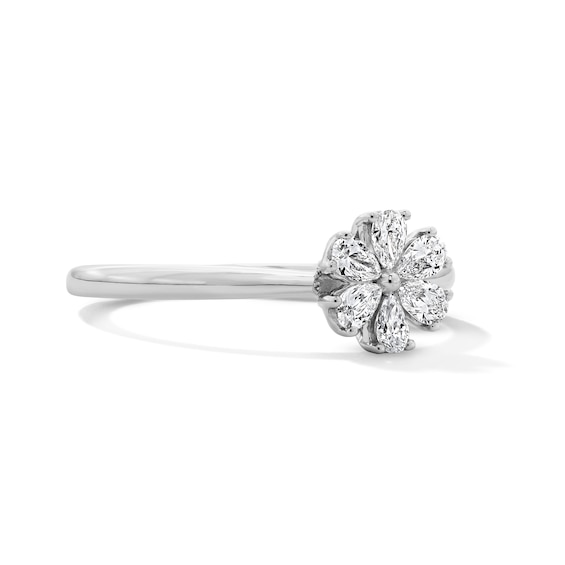 1/3 CT. T.w. Pear-Shaped Certified Lab-Grown Diamond Flower Ring in 10K White Gold (F/Vs2)