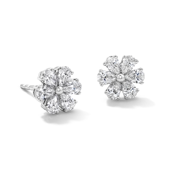 5/8 CT. T.w. Pear-Shaped Lab-Grown Diamond Flower Stud Earrings in 10K White Gold (F/Vs2)