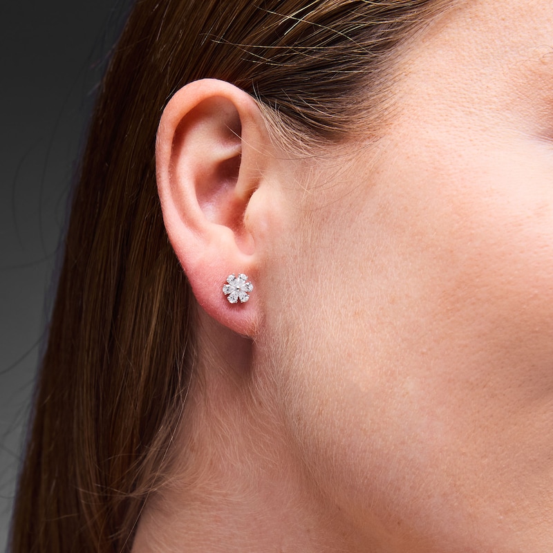 Main Image 2 of 5/8 CT. T.W. Pear-Shaped Certified Lab-Grown Diamond Flower Stud Earrings in 10K White Gold (F/VS2)