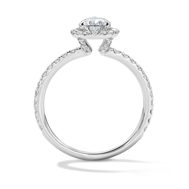 Main Image 2 of 1-1/2 CT. T.W. Pear-Shaped Certified Lab-Grown Diamond Frame Engagement Ring in Platinum (D/IF)