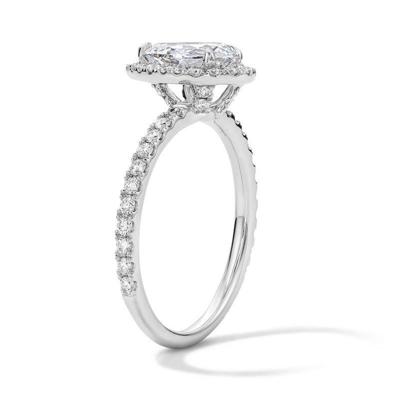 Main Image 4 of 1-1/2 CT. T.W. Pear-Shaped Certified Lab-Grown Diamond Frame Engagement Ring in Platinum (D/IF)