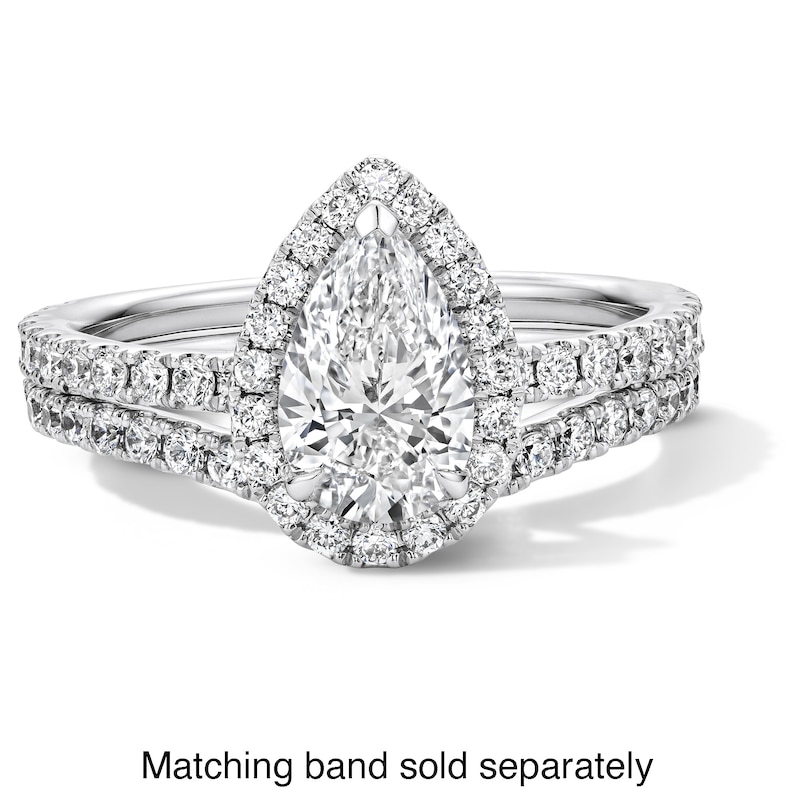 Main Image 7 of 1-1/2 CT. T.W. Pear-Shaped Certified Lab-Grown Diamond Frame Engagement Ring in Platinum (D/IF)