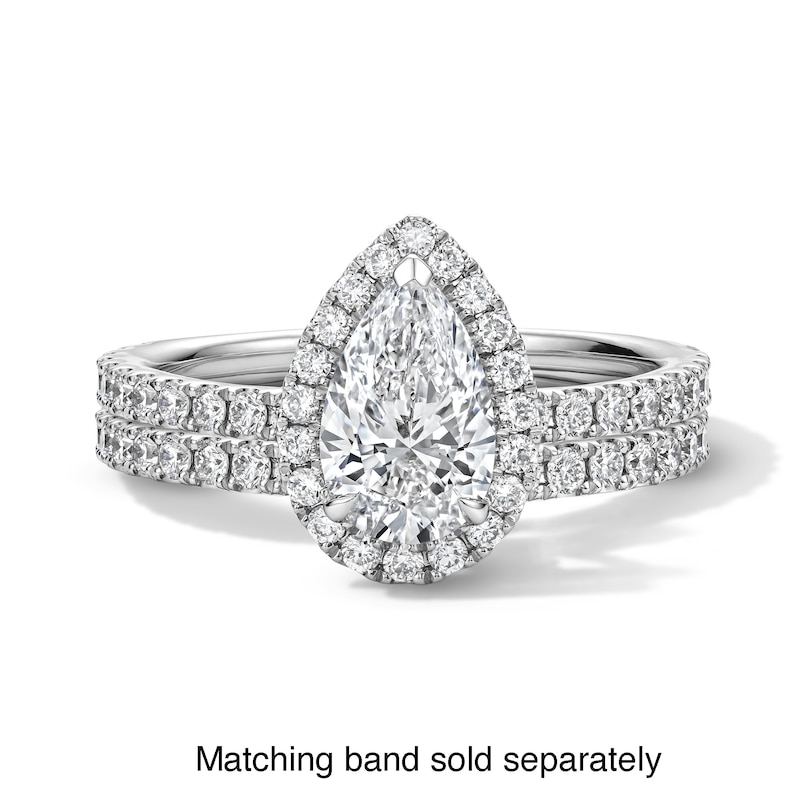 Main Image 10 of 1-1/2 CT. T.W. Pear-Shaped Certified Lab-Grown Diamond Frame Engagement Ring in Platinum (D/IF)
