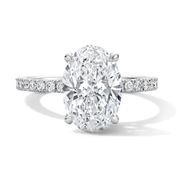 3-1/2 CT. T.W. Oval Certified Lab-Grown Diamond Hidden Frame Engagement Ring in Platinum (D/IF)