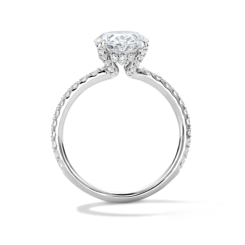 Main Image 2 of 3-1/2 CT. T.W. Oval Certified Lab-Grown Diamond Hidden Frame Engagement Ring in Platinum (D/IF)