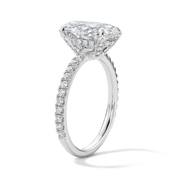 3-1/2 CT. T.w. Oval Certified Lab-Grown Diamond Hidden Frame Engagement Ring in Platinum (D/If)