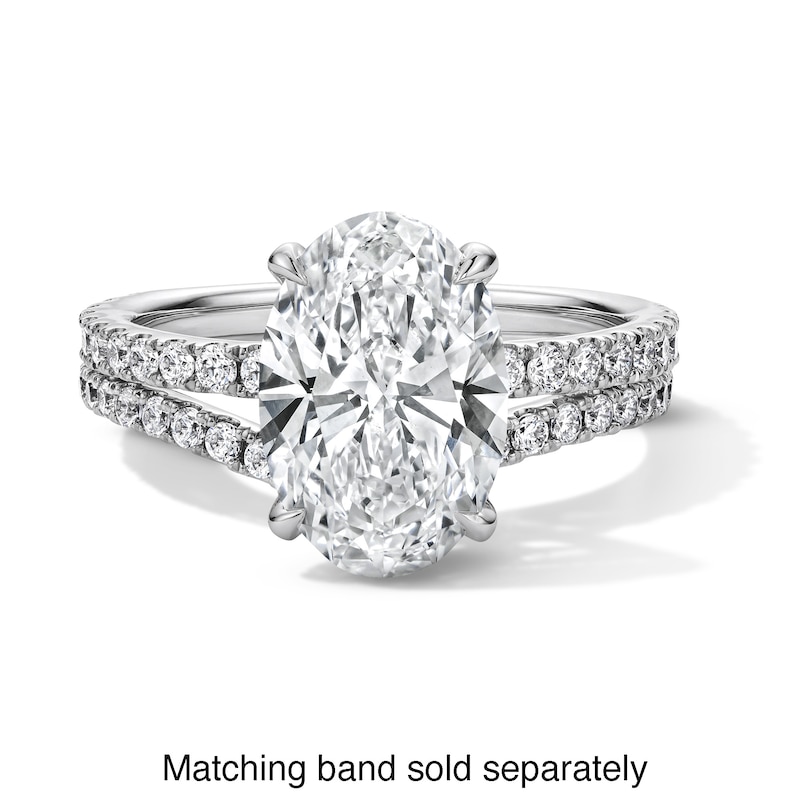 Main Image 8 of 3-1/2 CT. T.W. Oval Certified Lab-Grown Diamond Hidden Frame Engagement Ring in Platinum (D/IF)