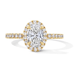 1-1/2 CT. T.W. Oval Certified Lab-Grown Diamond Frame Engagement Ring in 18K Gold (D/IF)