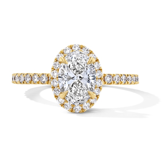 1-1/2 CT. T.w. Oval Certified Lab-Grown Diamond Frame Engagement Ring in 18K Gold (D/If)