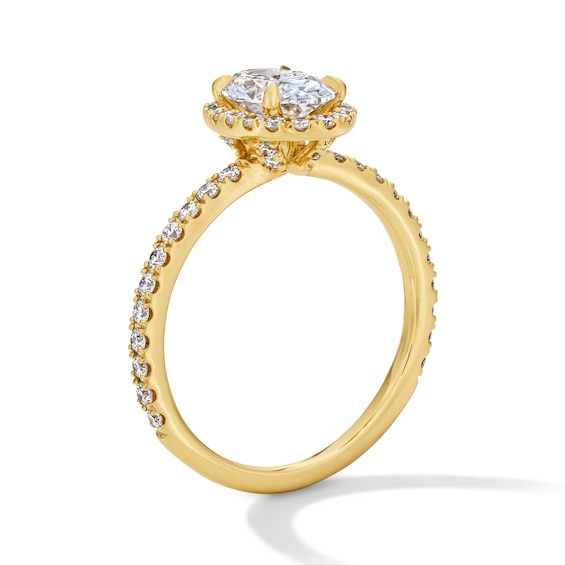 1-1/2 CT. T.w. Oval Certified Lab-Grown Diamond Frame Engagement Ring in 18K Gold (D/If)