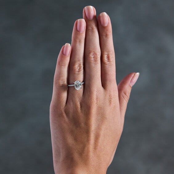 2-1/2 CT. T.w. Oval Certified Lab-Grown Diamond Hidden Frame Engagement Ring in Platinum (D/If)