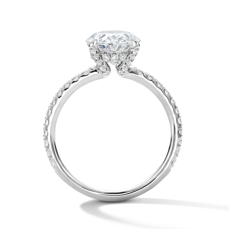 Main Image 2 of 2-1/2 CT. T.W. Oval Certified Lab-Grown Diamond Hidden Frame Engagement Ring in Platinum (D/IF)