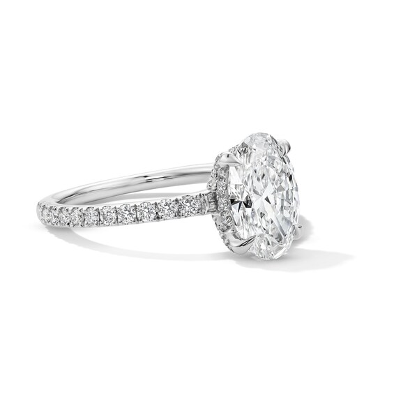 2-1/2 CT. T.w. Oval Certified Lab-Grown Diamond Hidden Frame Engagement Ring in Platinum (D/If)